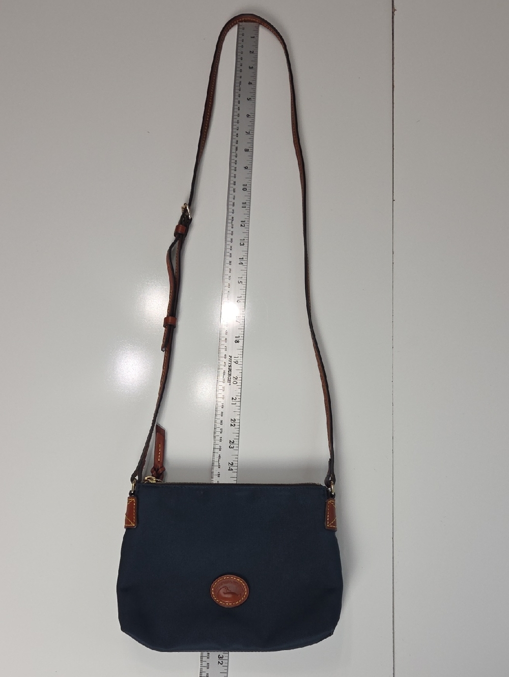 Dooney & Bourke Nylon Navy Leather Crossbody Pouchette Bag - Picture 4 of 16